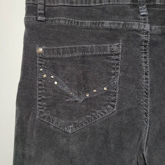 Vintage Y2K black‎ corduroy flared jeans bootcut bedazzled back pockets low rise - Picture 6 of 14